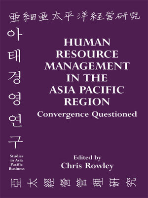 cover image of Human Resource Management in the Asia-Pacific Region